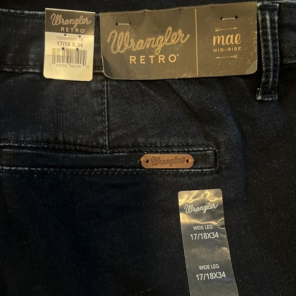 Wrangler Retro Mae Wide Leg Trouser Stretch Jeans Dark Blue Size 17/18 x 34 - Picture 14 of 14